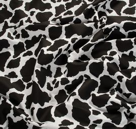 Pevněšjí bavlněná látka zvířecí motiv kráva černá/bílá