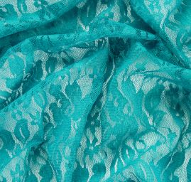 Jemná pružná krajka vzor květy v tyrkysové