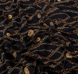 Žoržetový úplet motiv řetízků a mincí