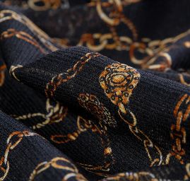 Žoržetový úplet motiv řetízků a mincí