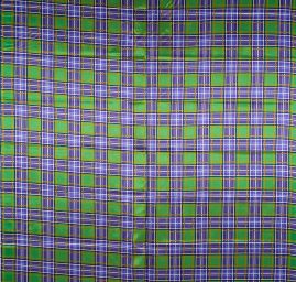 Viskozová šatová látka vzor káro fialová/zelená