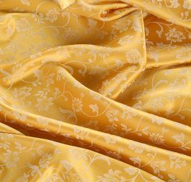Brokát květinový motiv žlutosmetanový