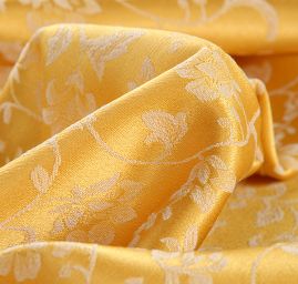 Brokát květinový motiv žlutosmetanový