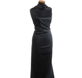 Pružný satén hladký černý