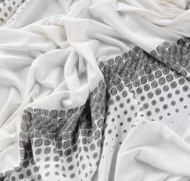 Pletenina úplet geometrický vzor slonová kost 