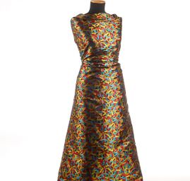 Brokát geometrický motiv černozlatý