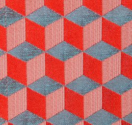 Brokát geometrický motiv červený/modrý