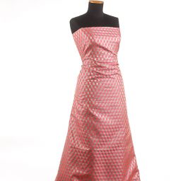 Brokát geometrický motiv růžový/šedý