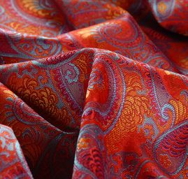 Brokát paisley motiv modrý