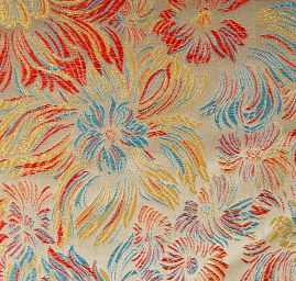 Brokát romantický květinový motiv béžovozlatý