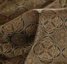 Hedvábný brokát šlechtický tyrkysový/zlatý