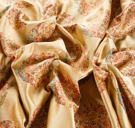 Brokát vzor ornamentu zlatobéžový