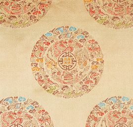 Brokát vzor ornamentu zlatobéžový