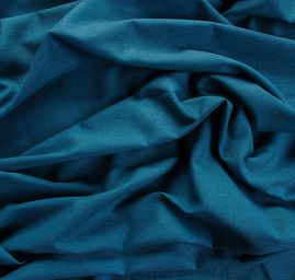 Len pružný viskoza směs jeans modrá