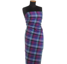 Vlněná košilová látka kostka fialovozelená