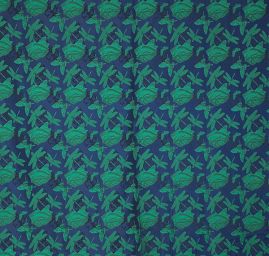 Taft žakár motýlci vážky zelený/modrý