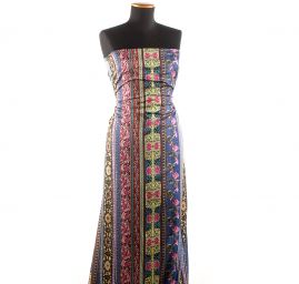 Mikado tkanina tisk květinový vzor/pruhy