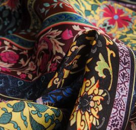 Mikado tkanina tisk květinový vzor/pruhy