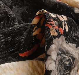 Pletenina plastický vzor tisk krajka květy kupón