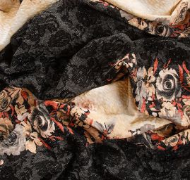 Pletenina plastický vzor tisk krajka květy 3 kupóny za cenu 2 kupónů