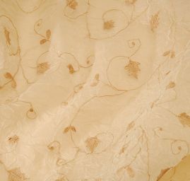 Hedvábná organza s výšivkou listů