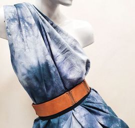 Viskozová šatová látka batika modrozelená