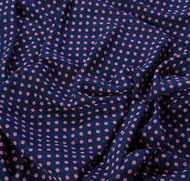 Šifon vzor puntík starorůžová/tm.modrý