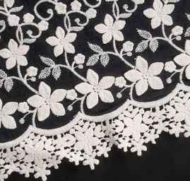 Krajka madeira bordura plastické květy/krajka modrá