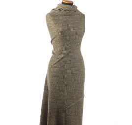 Tvídová žakárová látka olivová/béžová 