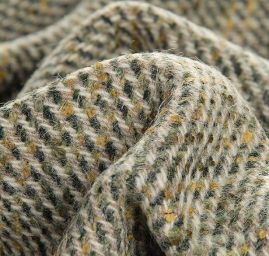 Tvídová žakárová látka olivová/béžová 