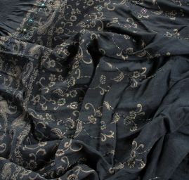 Žakárová látka oboustranná béžovozelená korálky