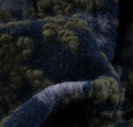 Efektní vlněný úplet květy zelenomodrý