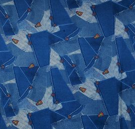 Pletenina jeansový motiv patchwork 