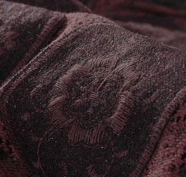 Efektní tweedová látka s krajkovou bordurou hnědá