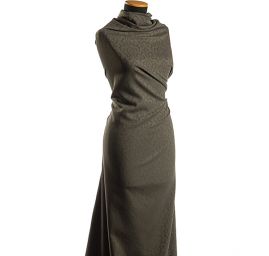 Pružná riflovina plastický květinový vzor olivová