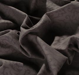 Pružná riflovina plastický květinový vzor olivová