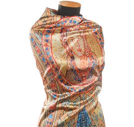 Satén pružný mozaika vzor madony