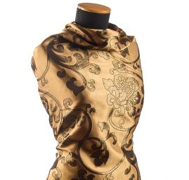 Brokát květinový motiv zlatočerná