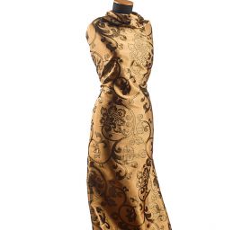 Brokát květinový motiv zlatočerná