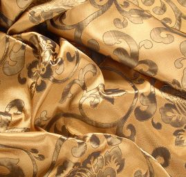 Brokát květinový motiv zlatočerná