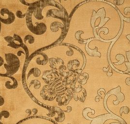 Brokát květinový motiv zlatočerná