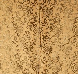 Brokát květinový motiv zlatočerná