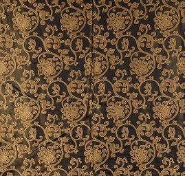 Brokát květinový motiv zlatočerná