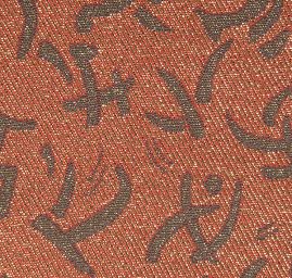 Brokát lamé motiv písma hnědočervenozlatý