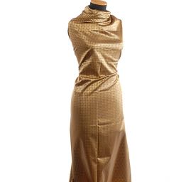 Brokát žakárová látka zlatočerná drobný vzor 