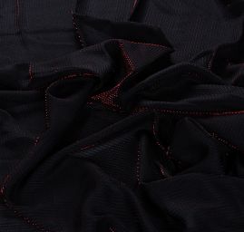 Lamé úplet černý s červeným lurexovým proužkem