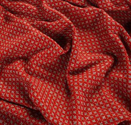 Kostýmová látka imitace ručně tkané červená zlatá