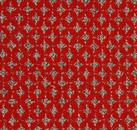 Kostýmová látka imitace ručně tkané červená zlatá