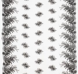 Efektní krajka výšivka na smetanové tylu černá