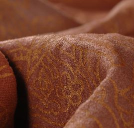 Semišová látka orientální motiv v barvě srnčí hněď